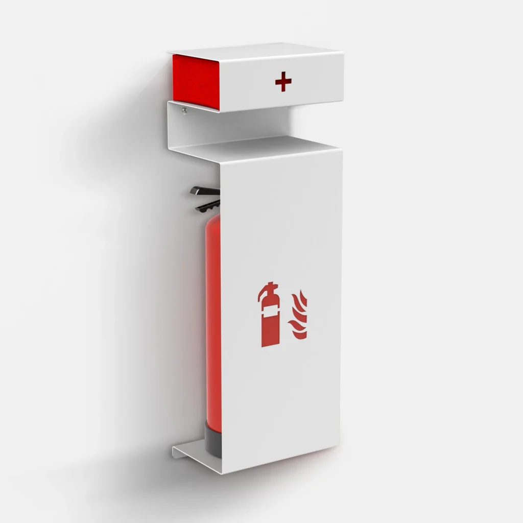 Feuerlöscherabdeckung in weißem Design